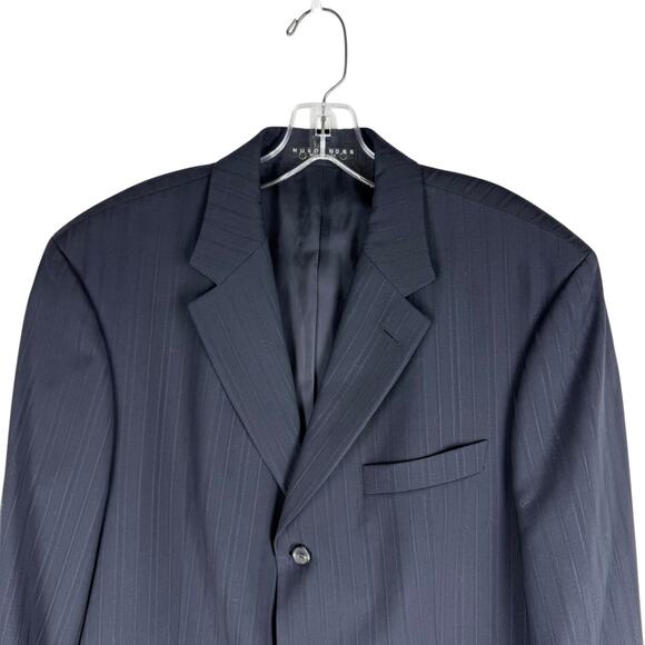 NEW Hugo Boss Two Button Blazer Virgin Wool Navy Blue Size 42R - Picture 2 of 7